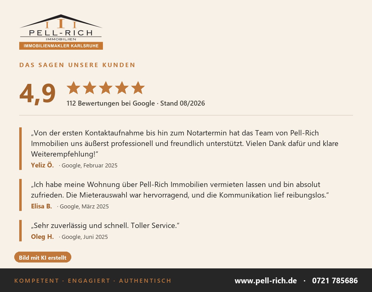 Google-Bewertungen für Pell-Rich Immobilien Karlsruhe: 4,9 von 5 Sternen